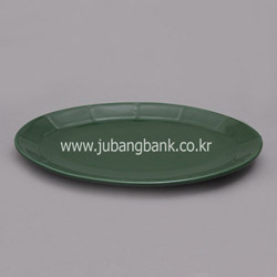 타원 도자기 접시 (녹색)