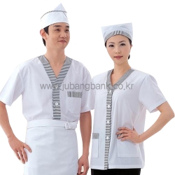 주방복(여성V검줄지반팔)(40-01*02)